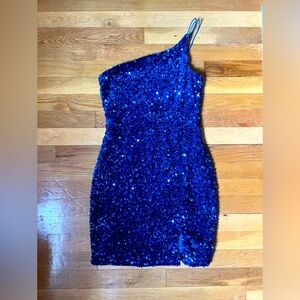 Blue sequin party dress